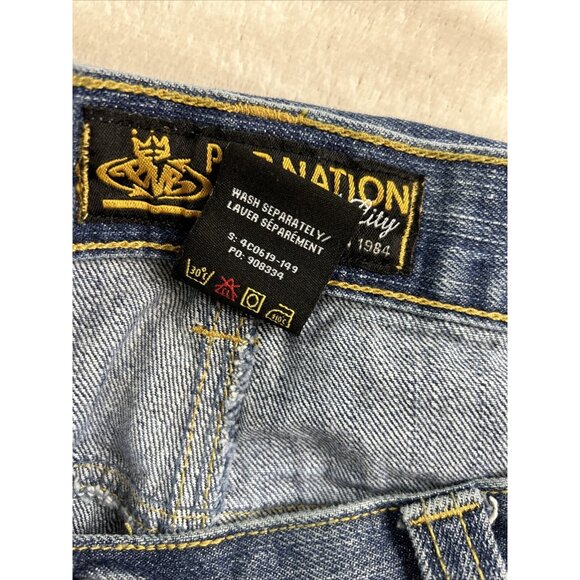 PNB NATION Jeans Men’s Size 38 X 34 Hip Hop Baggy Wide Leg Y2K VTG Blue - Picture 13 of 14